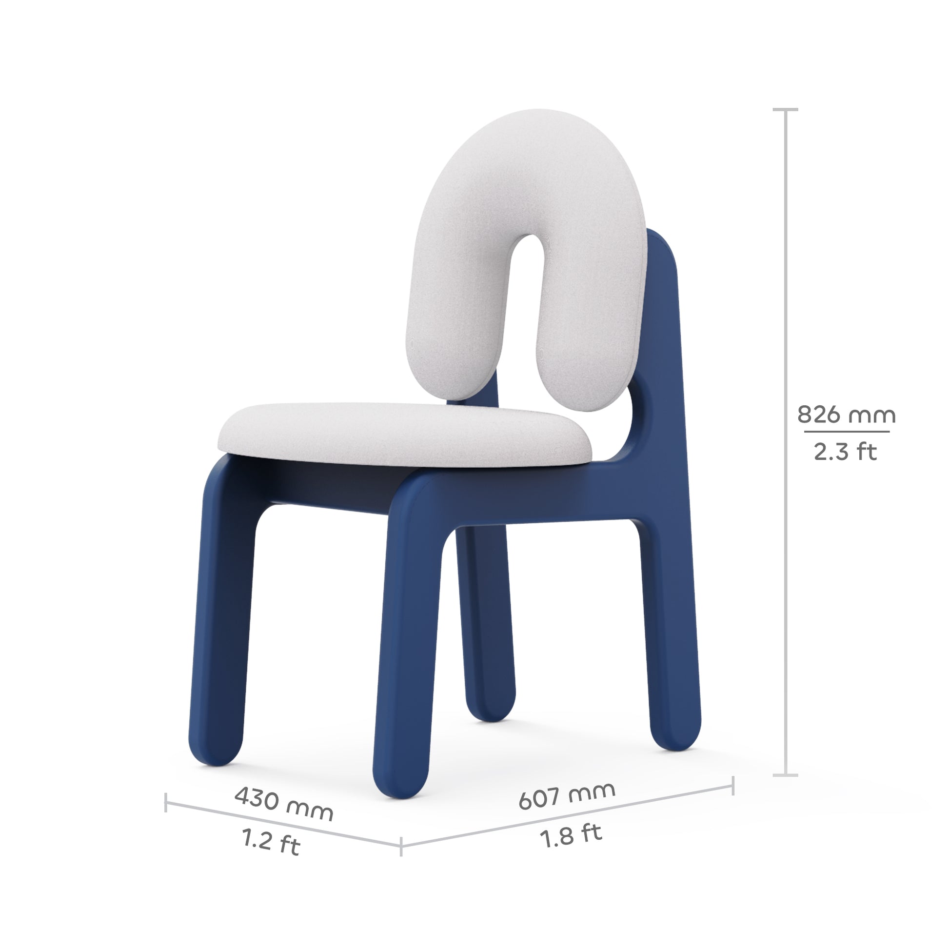 media_gallary Boomerang Blue Cushioned Chair 6