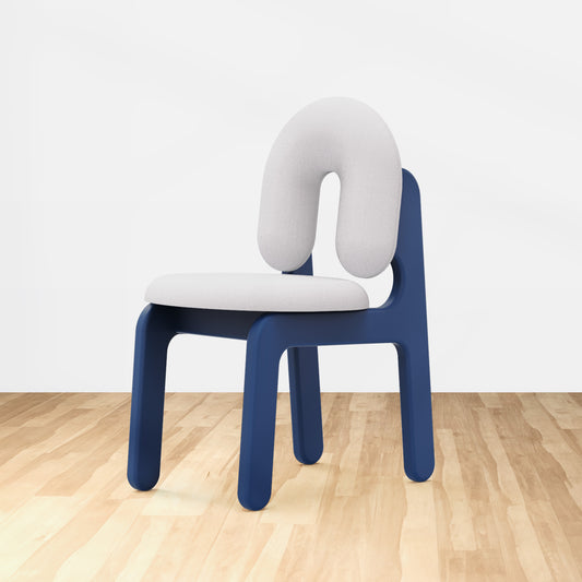 Blue Boomerang Cushioned Chair