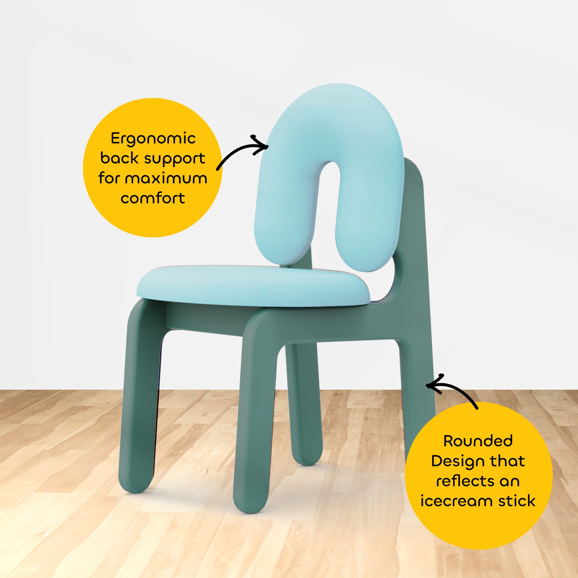media_gallary Green Boomerang Cushioned Chair 3