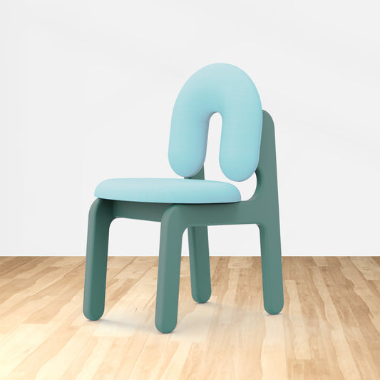 Green Boomerang Cushioned Chair