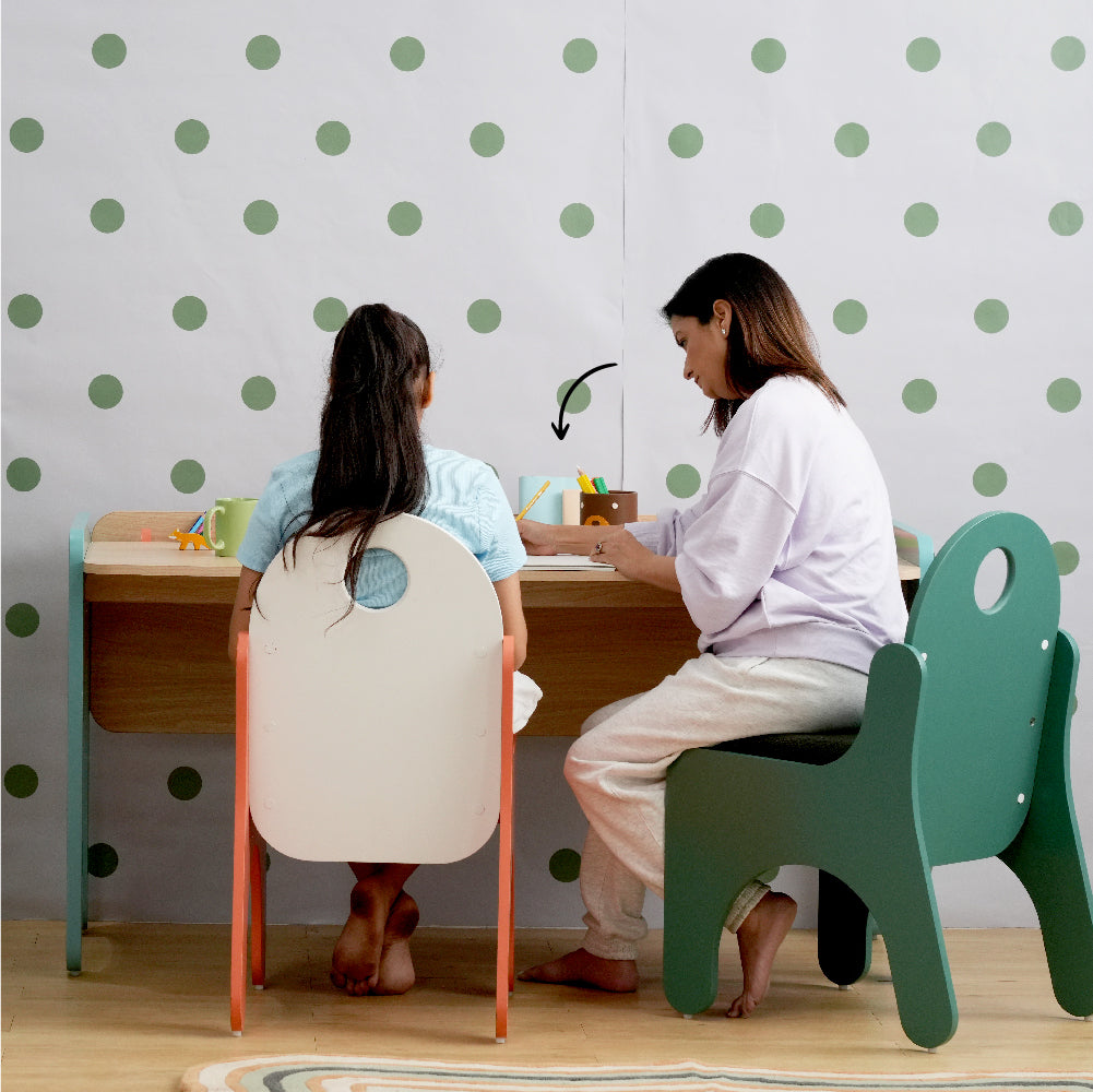 media_gallary Cubby Twin Seater Study Desk & 2 Jigsaw Chairs 2