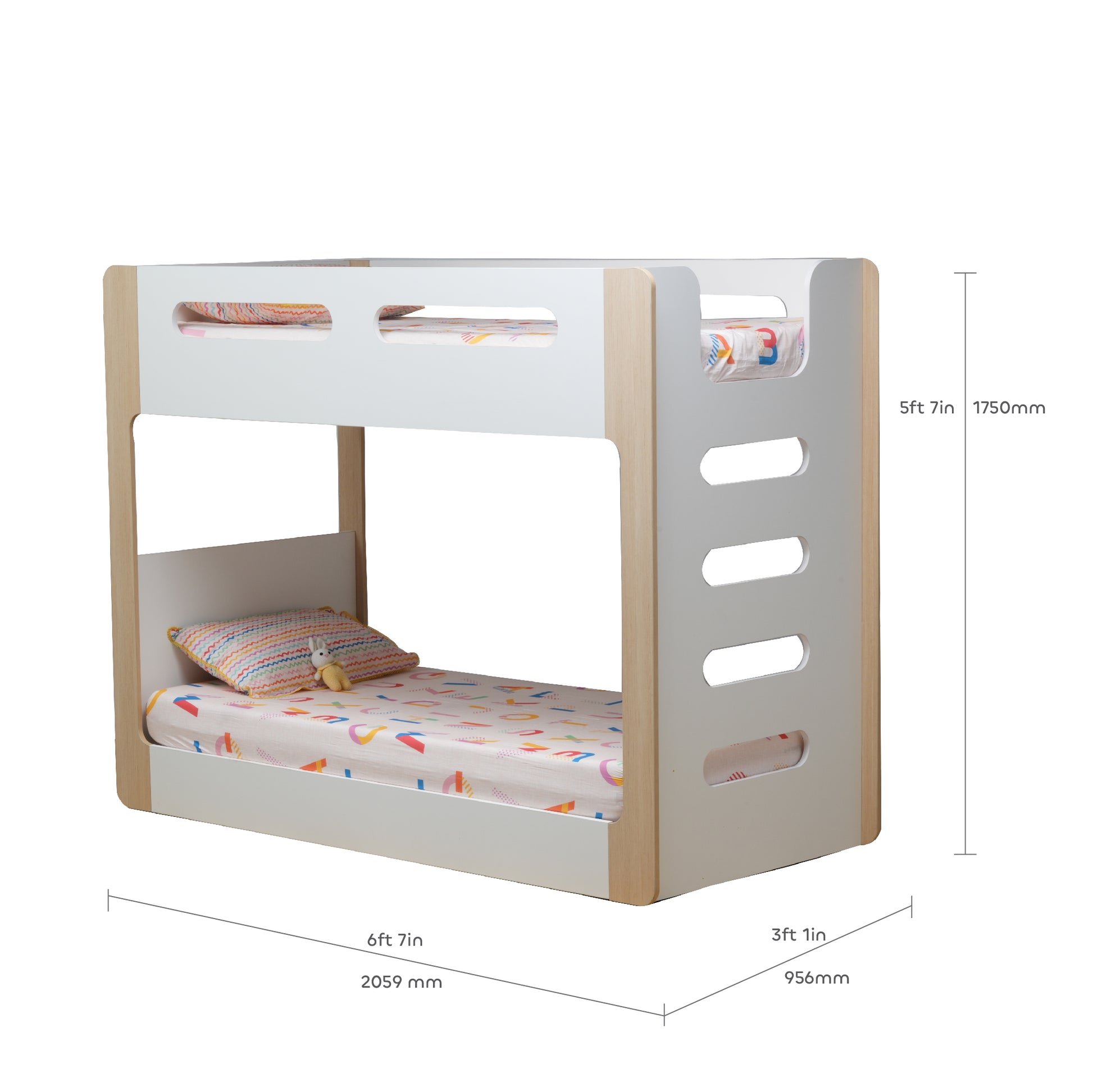 media_gallary Double Decker Bunk Bed with 2 Mattresses 4