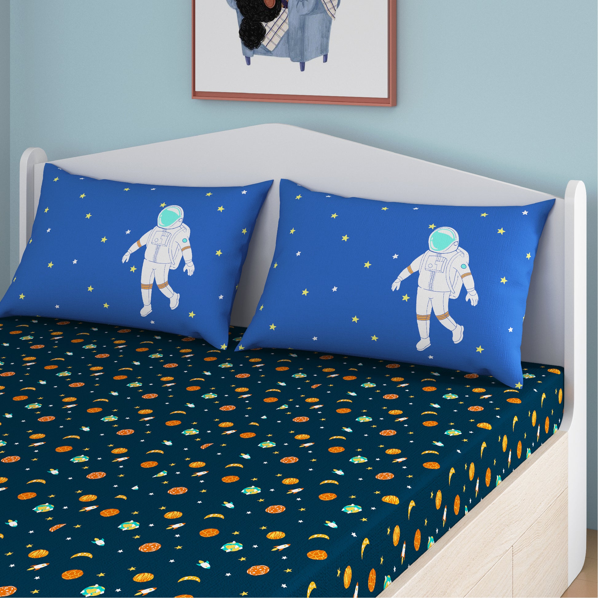 media_gallary Astronuts Fitted Bedsheet, Queen Size 3