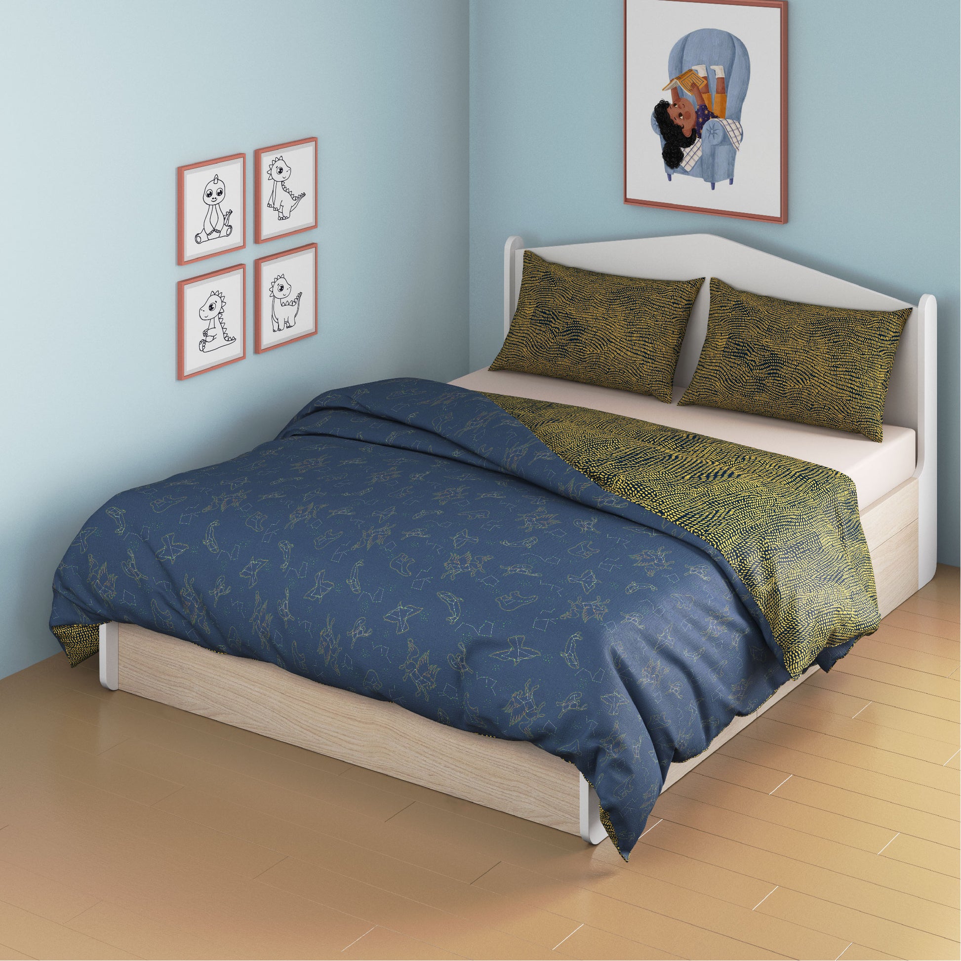 media_gallary Constellation Glow Reversible AC Comforter Queen Bed Size 1