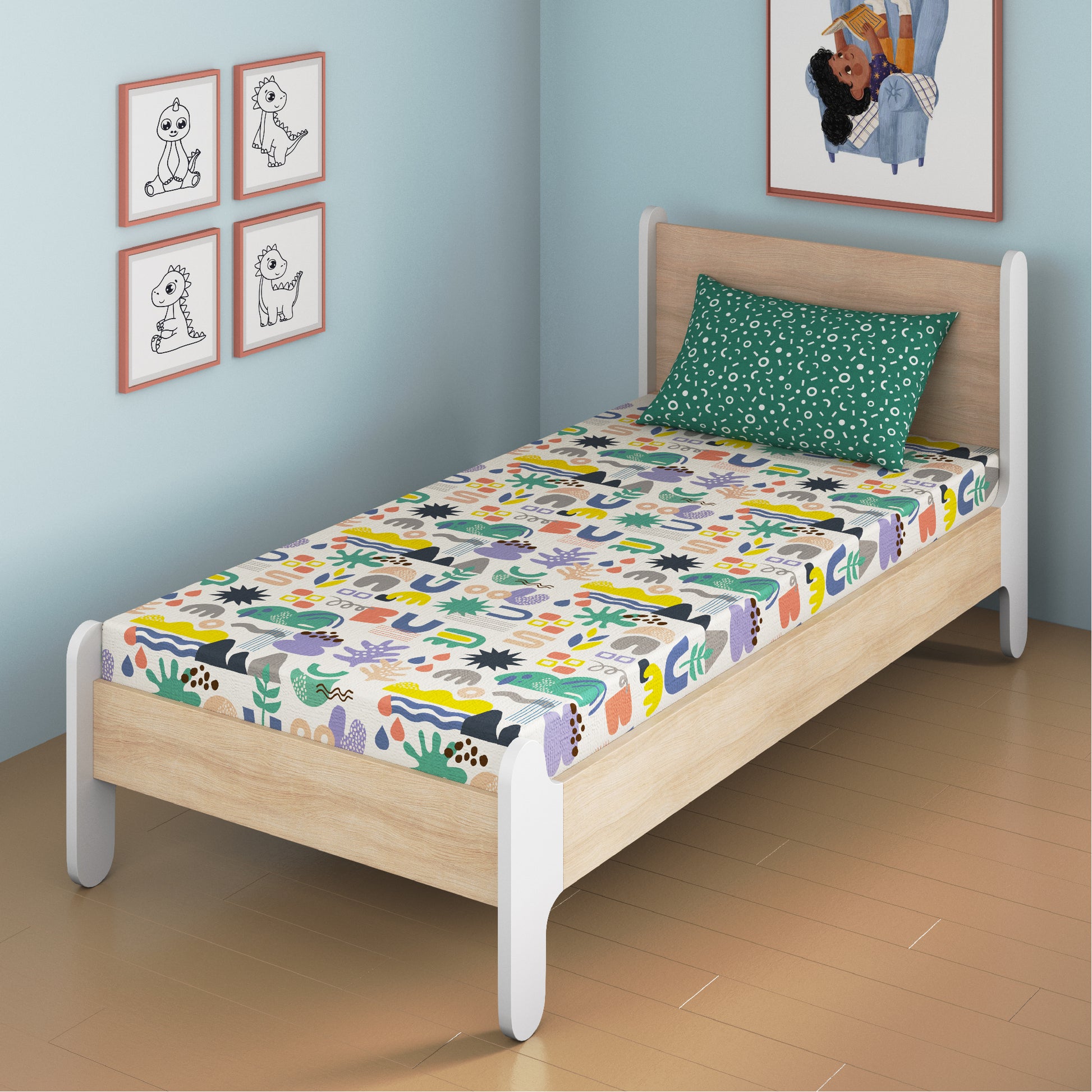 media_gallary Oodles of Doodles Fitted Bedsheet, Single Size 1