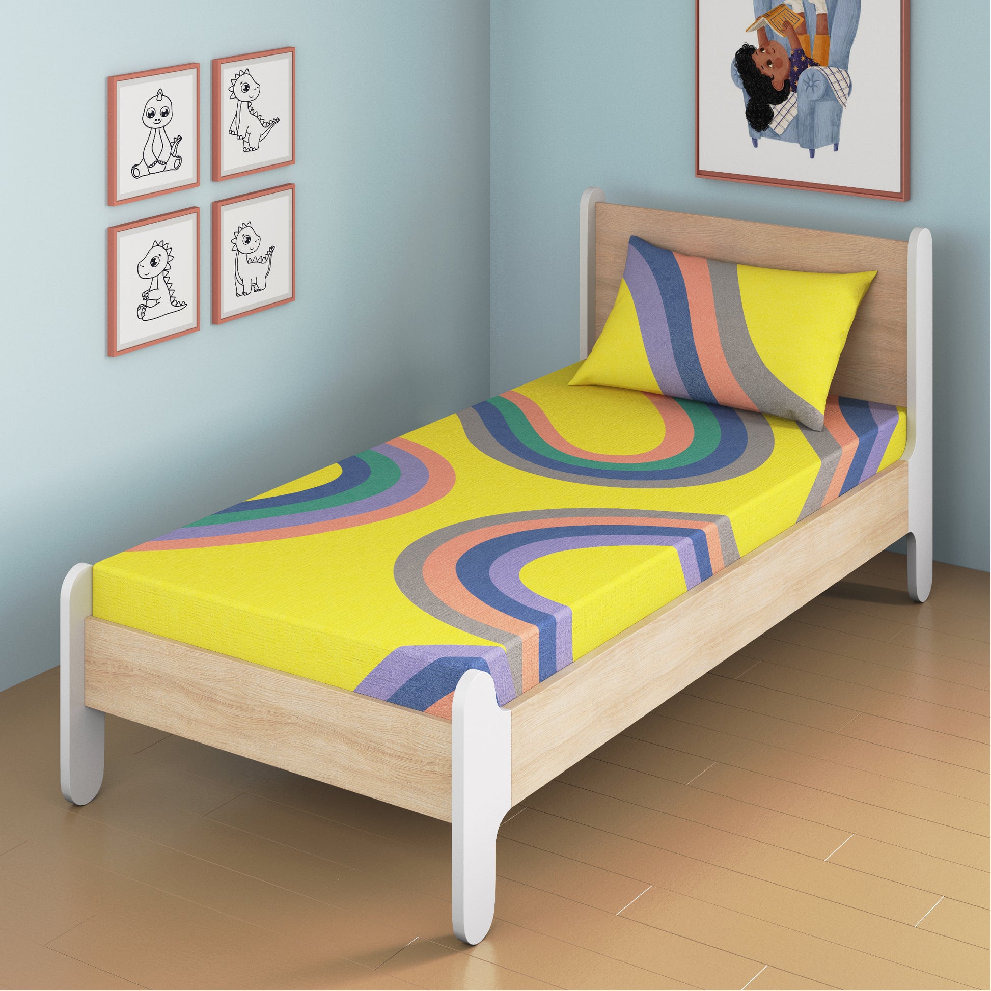 media_gallary Winding Roads Fitted Bedsheet, Single Size 1